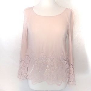 dani Collection baby pink lacey blouse small